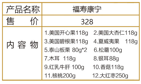 节日特供礼品福寿康宁